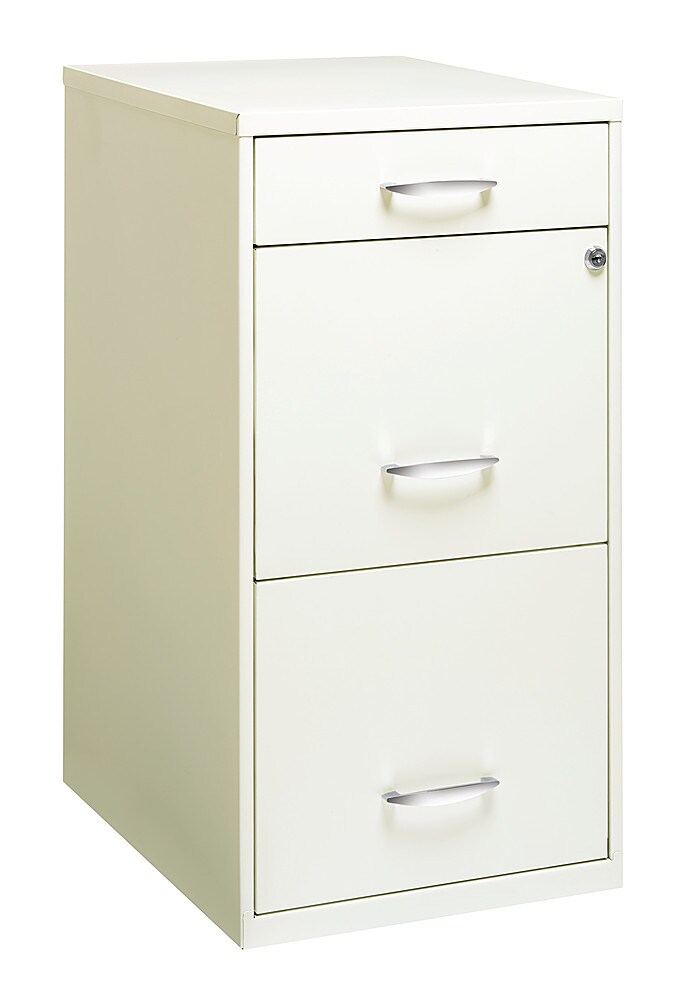 Hirsh - Metal 3-Drawer Organizer File Cabinet with Pencil Drawer - Pearl White_5