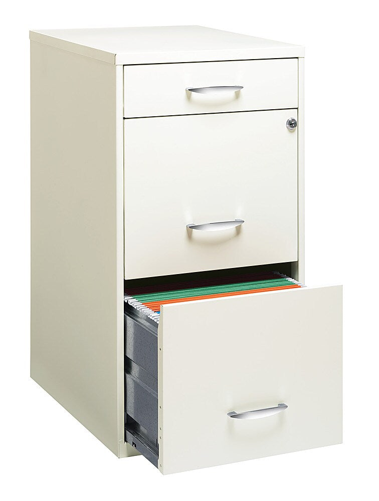 Hirsh - Metal 3-Drawer Organizer File Cabinet with Pencil Drawer - Pearl White_6