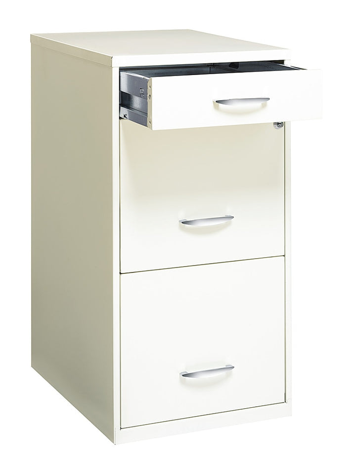 Hirsh - Metal 3-Drawer Organizer File Cabinet with Pencil Drawer - Pearl White_4