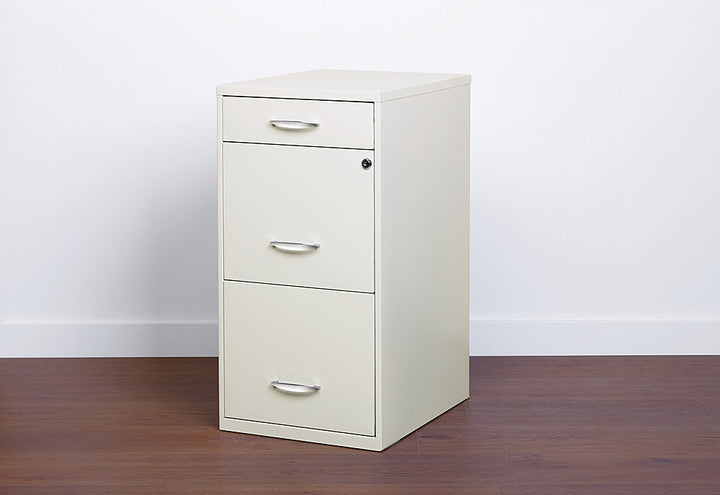 Hirsh - Metal 3-Drawer Organizer File Cabinet with Pencil Drawer - Pearl White_3