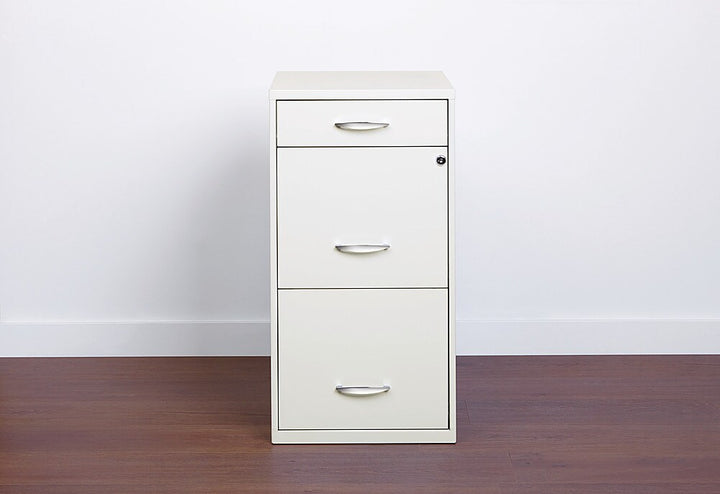 Hirsh - Metal 3-Drawer Organizer File Cabinet with Pencil Drawer - Pearl White_2