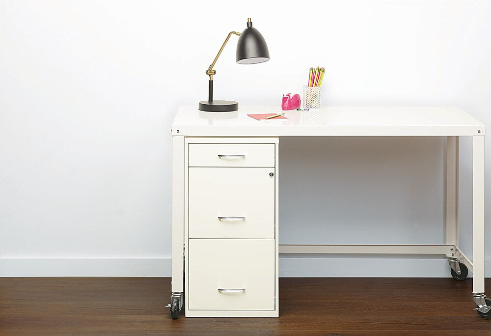 Hirsh - Metal 3-Drawer Organizer File Cabinet with Pencil Drawer - Pearl White_1