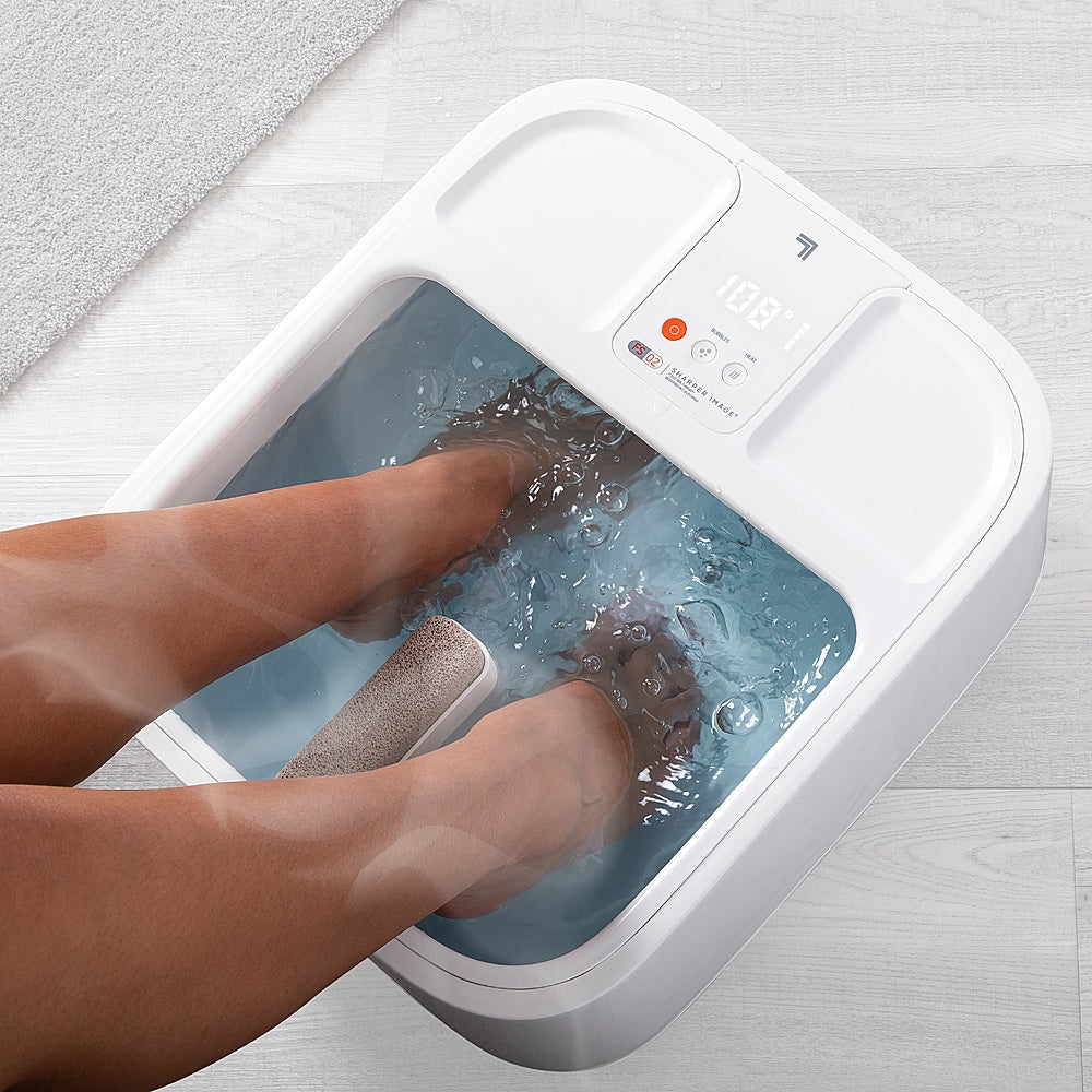 SHARPER IMAGE Hydro Spa Plus Foot Bath Massager, Heated with Rollers and LCD Display - White_1