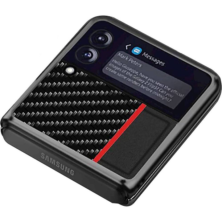 SaharaCase - Hard Shell Silicone Series Case for Samsung Galaxy Z Flip3 5G - Black/Carbon Fiber_3