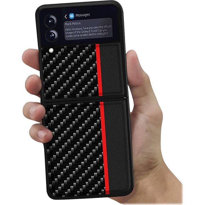 SaharaCase - Hard Shell Silicone Series Case for Samsung Galaxy Z Flip3 5G - Black/Carbon Fiber_4