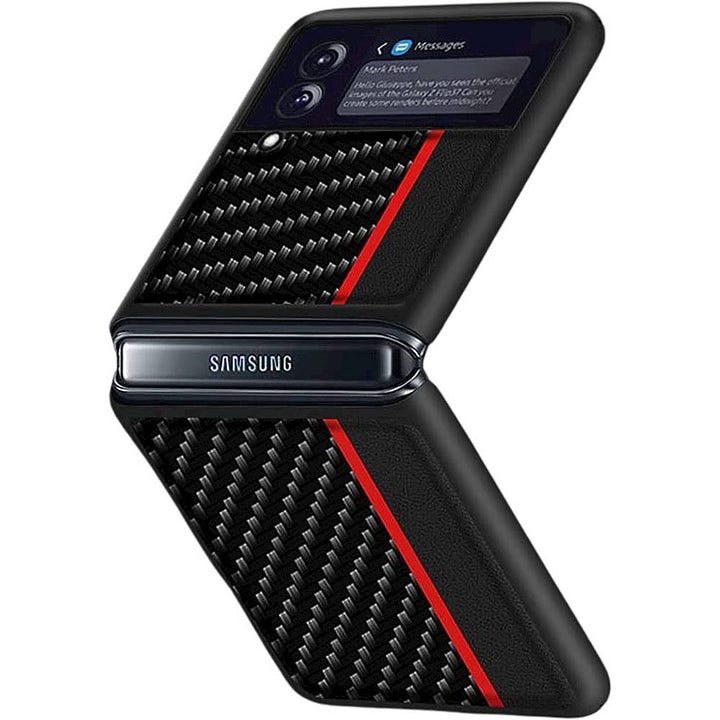 SaharaCase - Hard Shell Silicone Series Case for Samsung Galaxy Z Flip3 5G - Black/Carbon Fiber_2