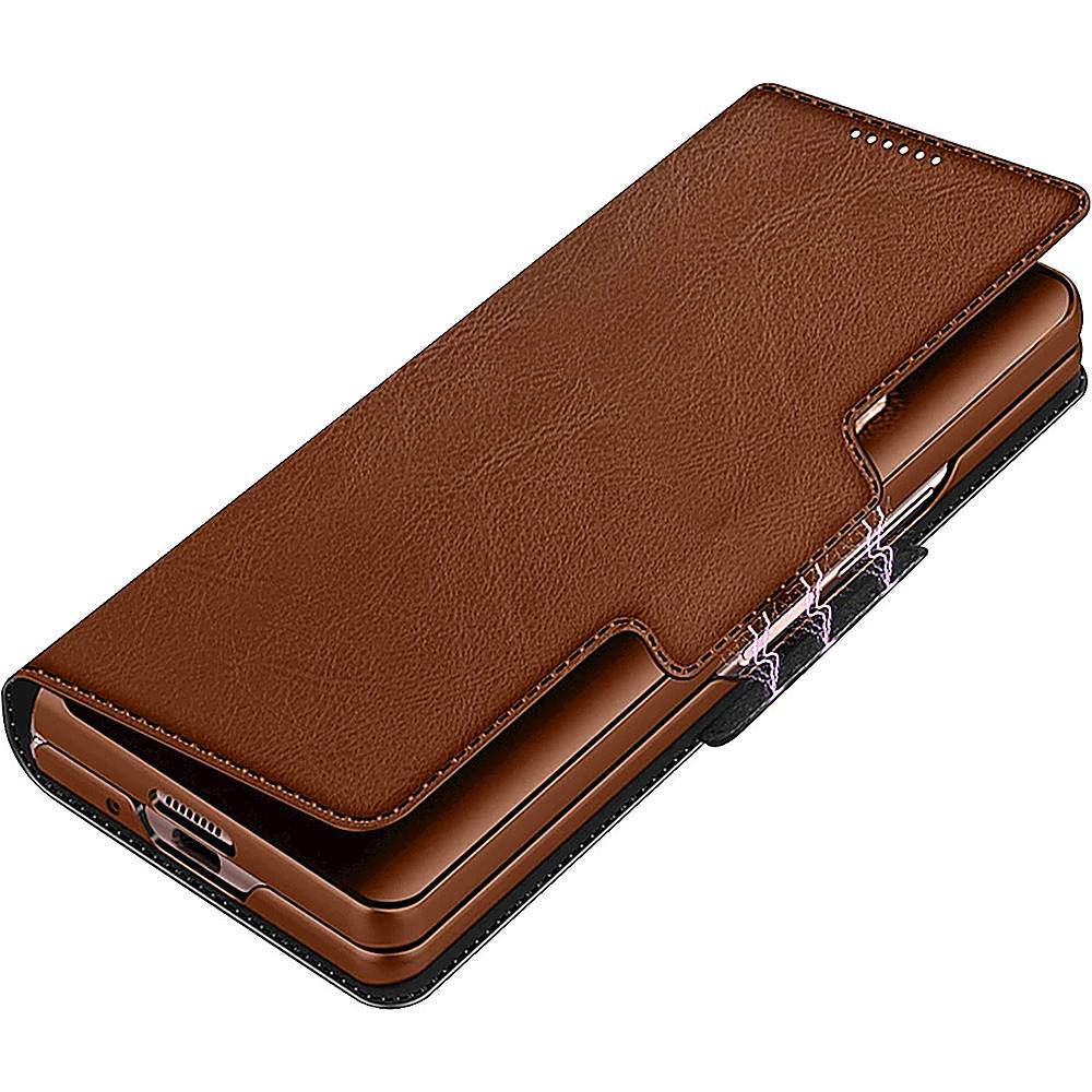 SaharaCase - Leather Folio Wallet Case for Samsung Galaxy Z Fold3 5G - Brown_3