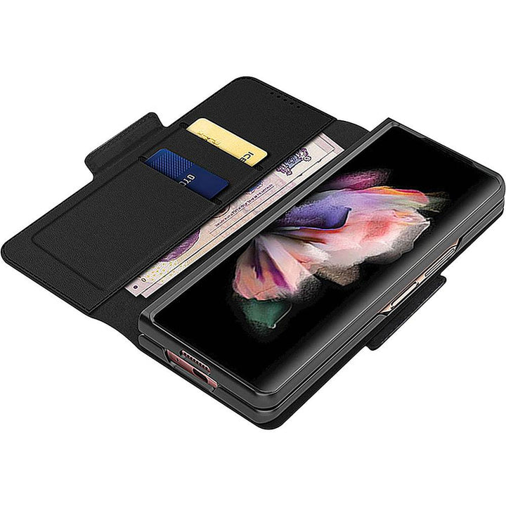 SaharaCase - Leather Folio Wallet Case for Samsung Galaxy Z Fold3 5G - Black_3