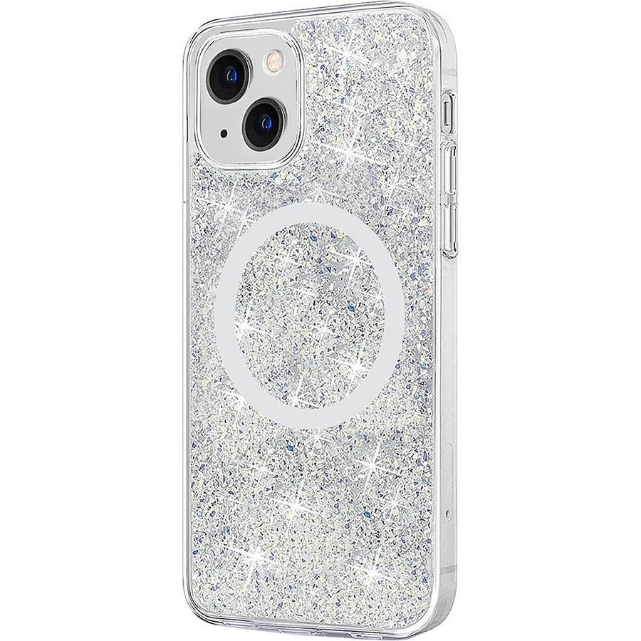 SaharaCase - Sparkle Case with MagSafe for Apple iPhone 13 - Clear, Silver_0