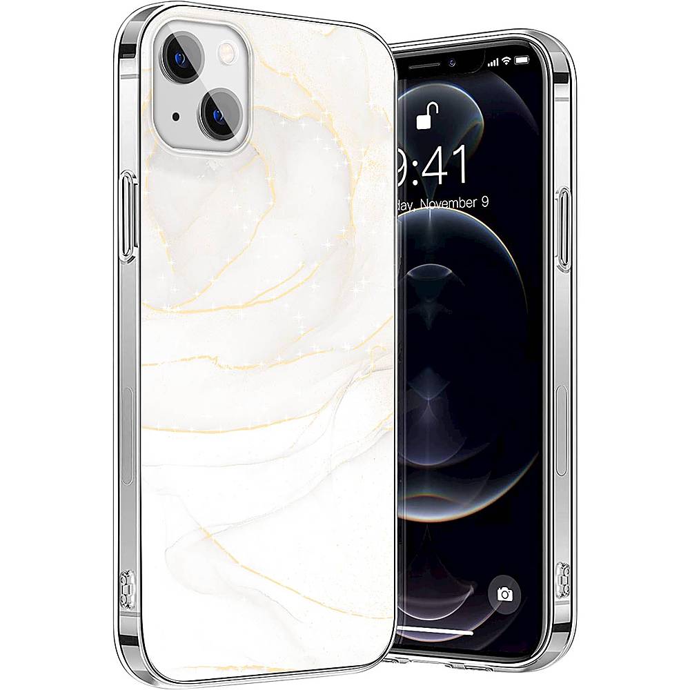 SaharaCase - Marble Series Case for Apple iPhone 13 - White/Gold_2