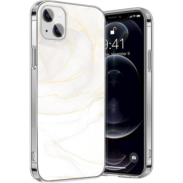 SaharaCase - Marble Series Case for Apple iPhone 13 - White/Gold_2