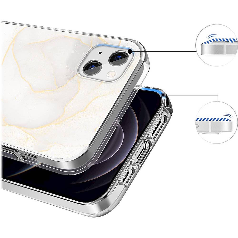 SaharaCase - Marble Series Case for Apple iPhone 13 - White/Gold_1