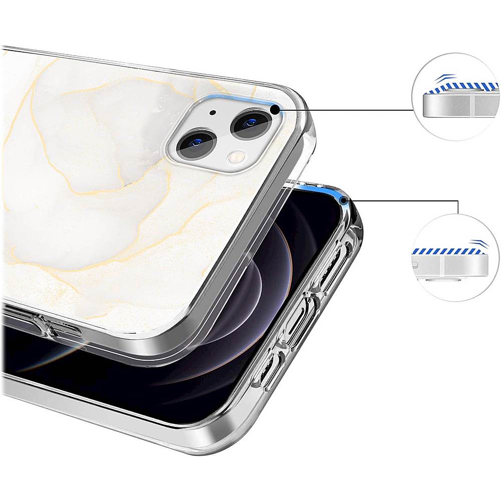 SaharaCase - Marble Series Case for Apple iPhone 13 mini - White/Gold_1