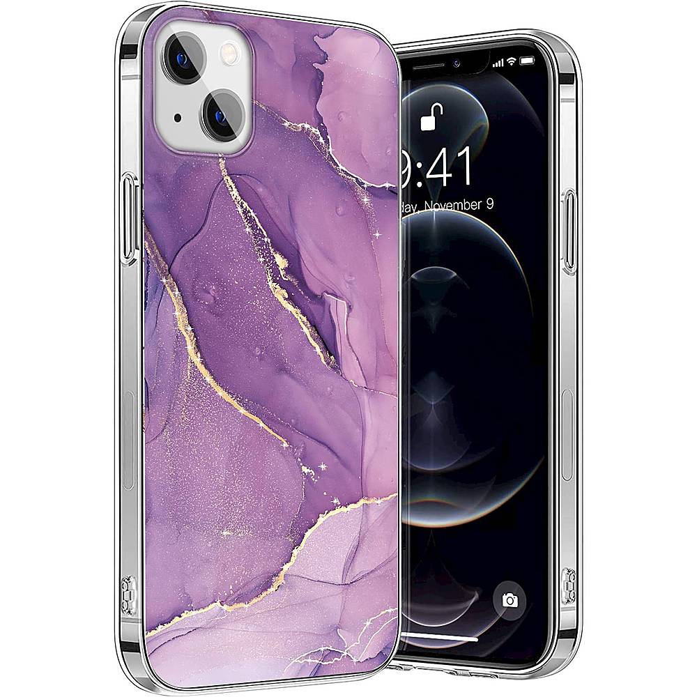 SaharaCase - Marble Series Case for Apple iPhone 13 - Purple/Gold_3