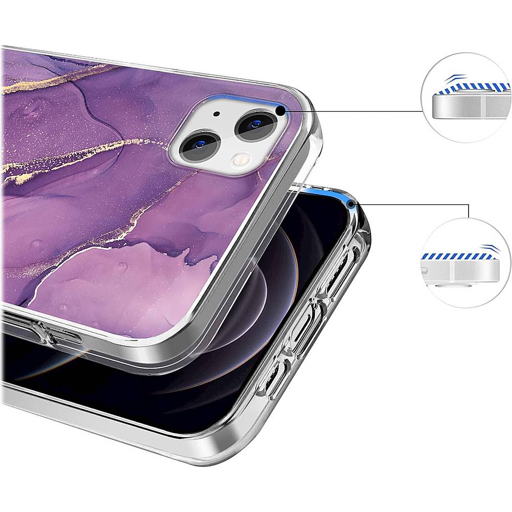 SaharaCase - Marble Series Case for Apple iPhone 13 - Purple/Gold_2