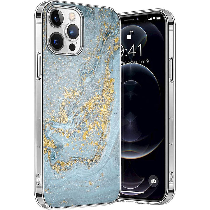 SaharaCase - Marble Series Case for Apple iPhone 13 Pro - Blue/Gold_3