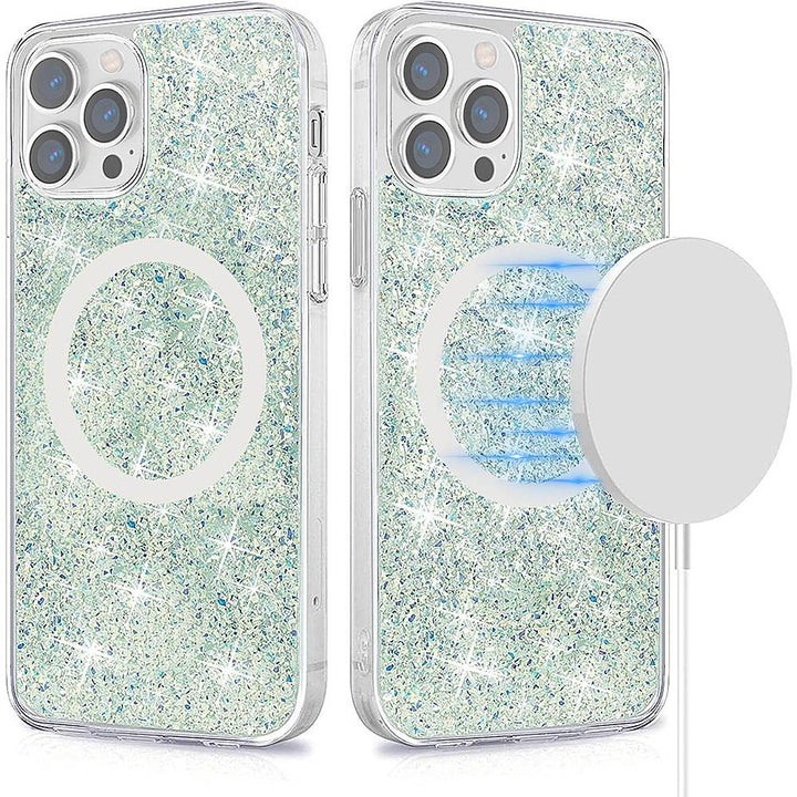 SaharaCase - Sparkle Case with MagSafe for Apple iPhone 13 Pro Max - Clear, Teal, Green_2