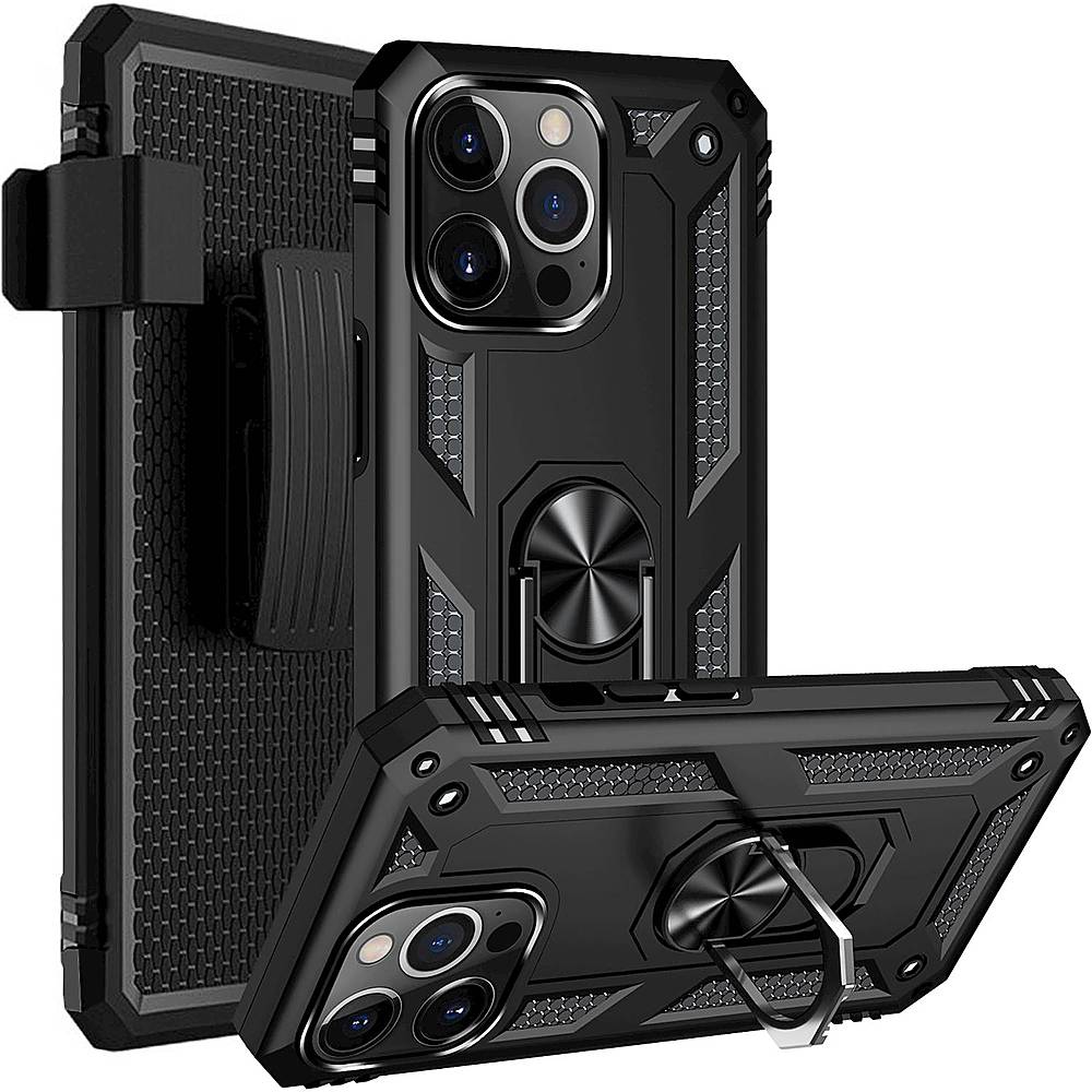 SaharaCase - Kickstand with Belt Clip Case for Apple iPhone 13 Pro - Black_3