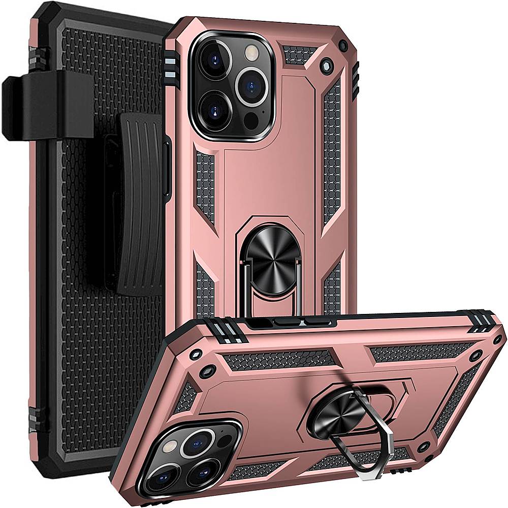 SaharaCase - Kickstand with Belt Clip Case for Apple iPhone 13 Pro Max - Rose Gold_4