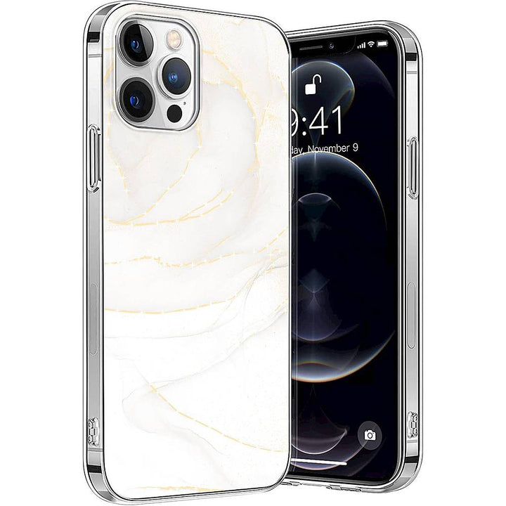 SaharaCase - Marble Series Case for Apple iPhone 13 Pro Max - White/Gold_2