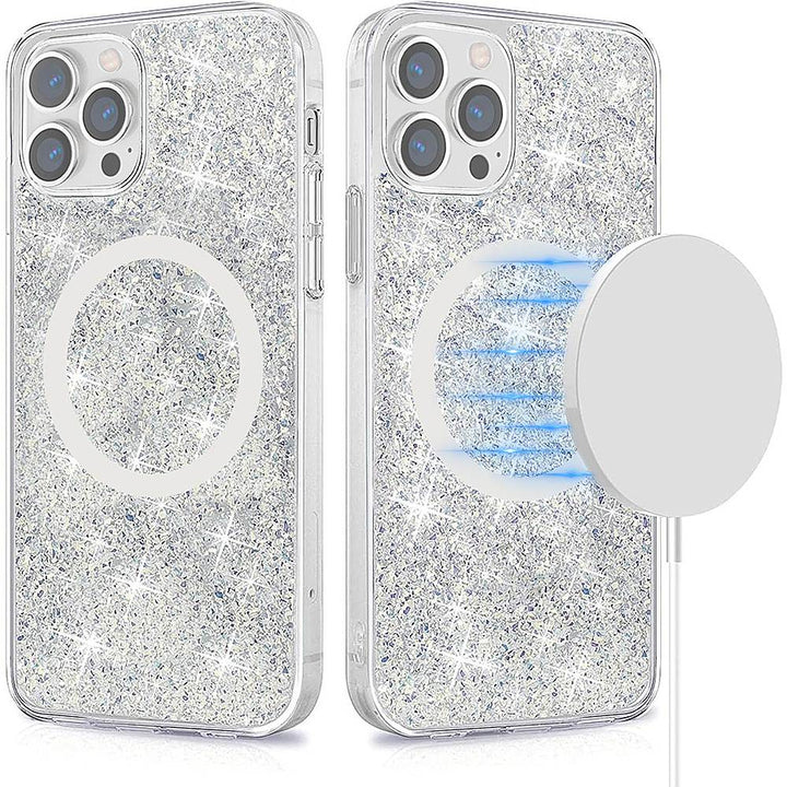 SaharaCase - Sparkle Case with MagSafe for Apple iPhone 13 Pro - Clear, Silver_2