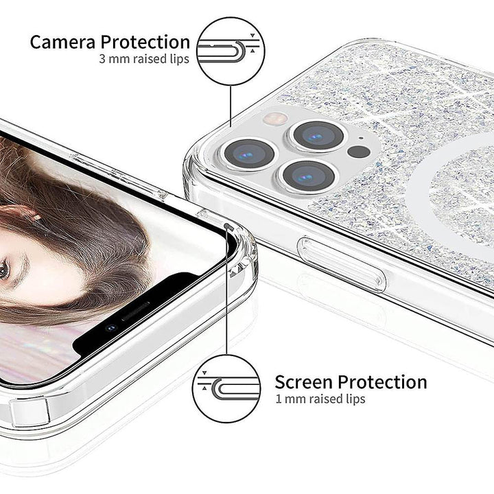 SaharaCase - Sparkle Case with MagSafe for Apple iPhone 13 Pro - Clear, Silver_3