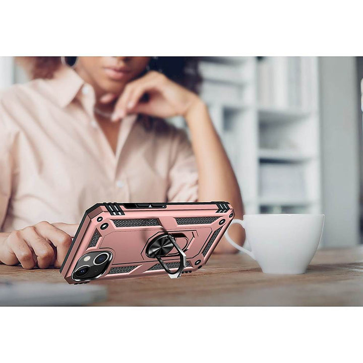 SaharaCase - Kickstand with Belt Clip Case for Apple iPhone 13 and iPhone 14 - Rose Gold_1