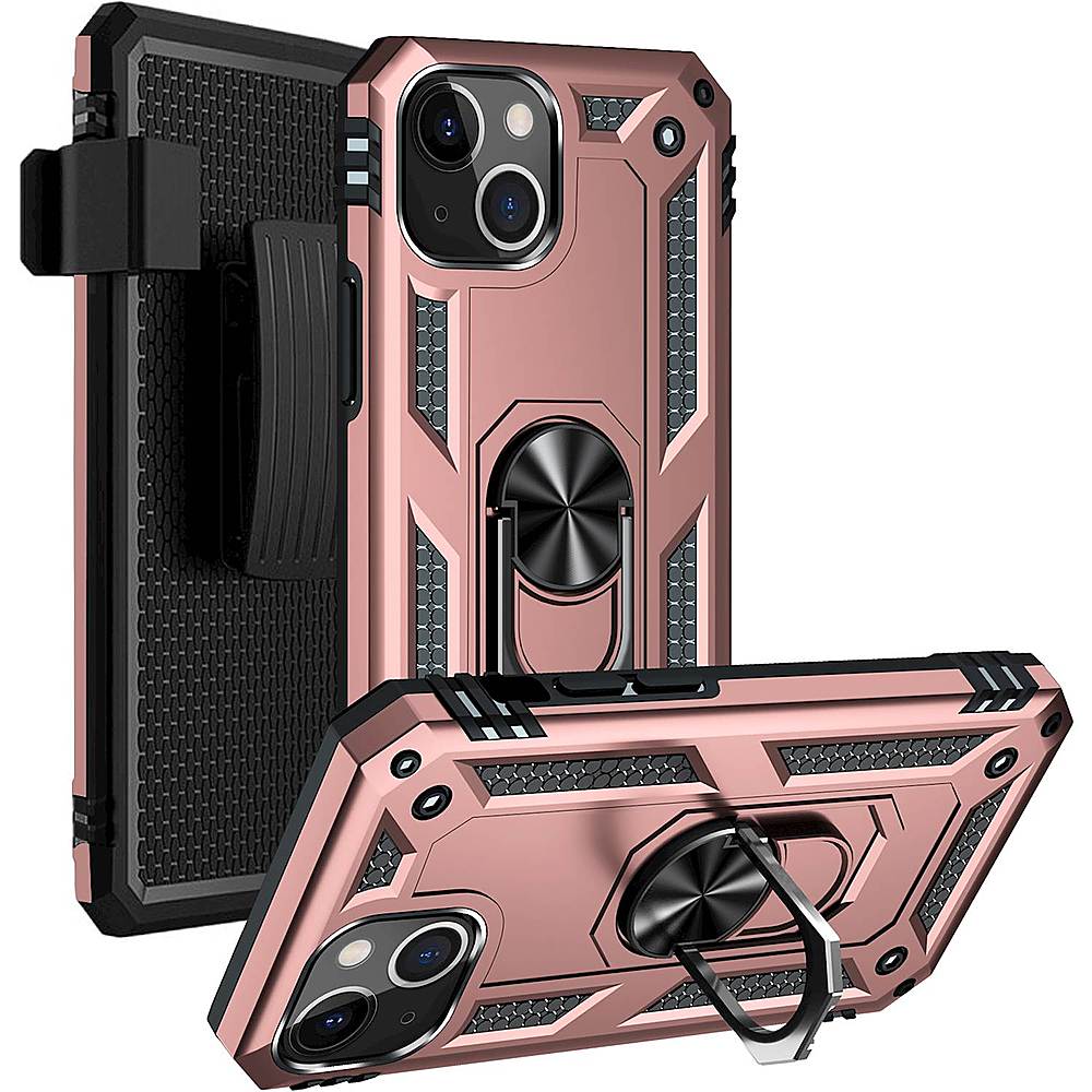 SaharaCase - Kickstand with Belt Clip Case for Apple iPhone 13 Mini - Rose Gold_4