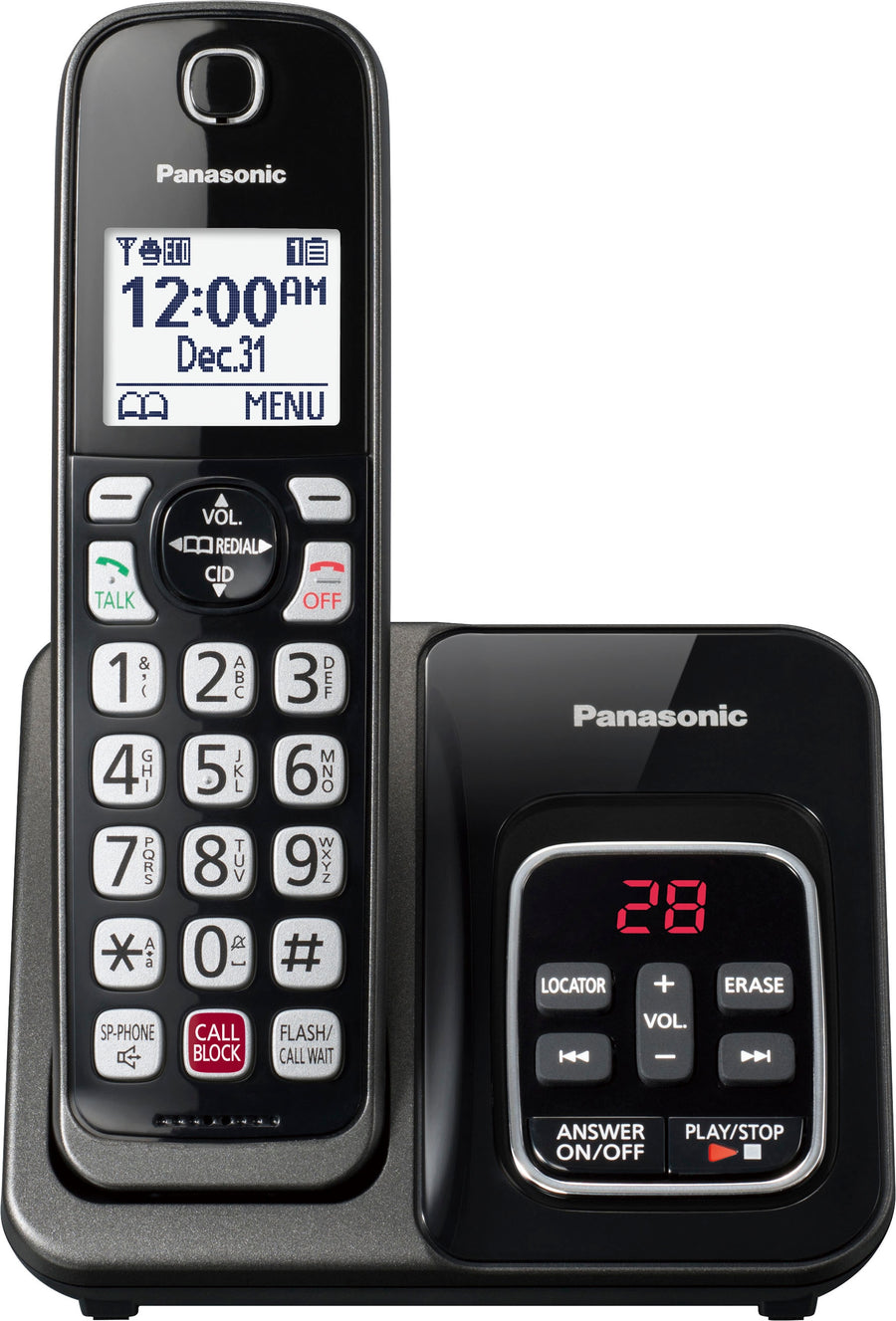 Panasonic - KX-TGD830M DECT 6.0 Expandable Cordless Phone System with Digital Answering System - Matte Black_0