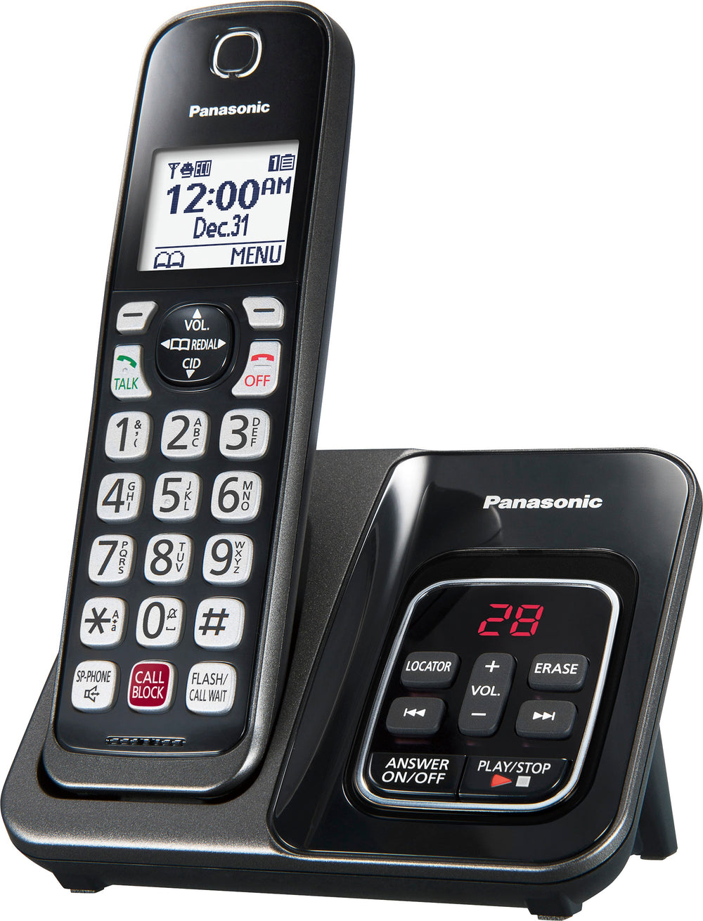 Panasonic - KX-TGD830M DECT 6.0 Expandable Cordless Phone System with Digital Answering System - Matte Black_1