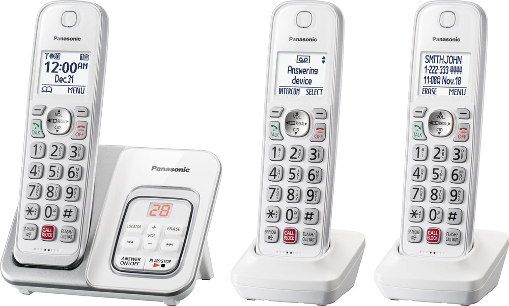 Panasonic - KX-TGD833W DECT 6.0 Expandable Cordless Phone System with Digital Answering System - White_1