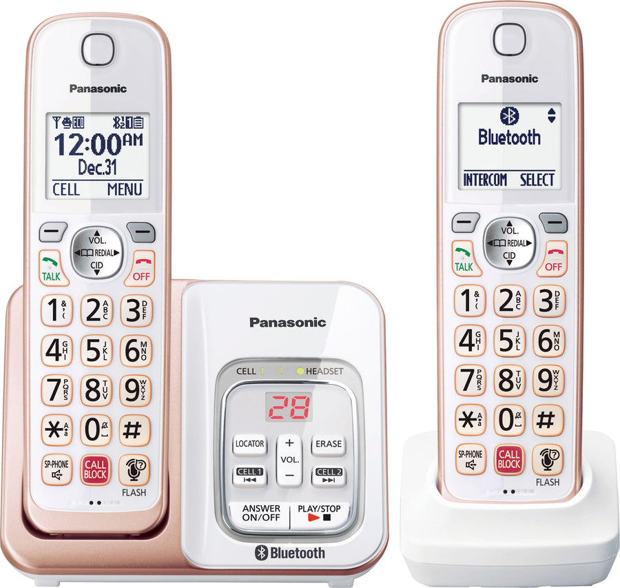 Panasonic - KX-TGD862G Link2Cell DECT 6.0 Expandable Cordless Phone System with Digital Answering System - White/Rose Gold_0