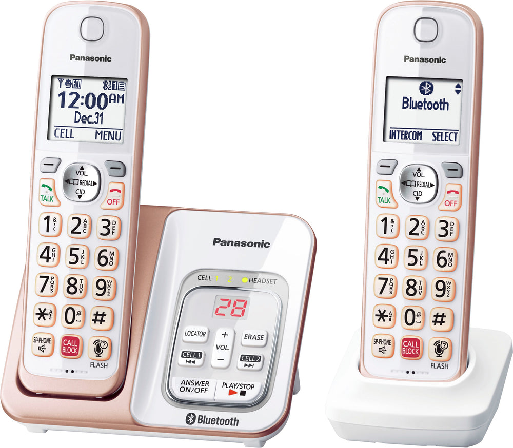 Panasonic - KX-TGD862G Link2Cell DECT 6.0 Expandable Cordless Phone System with Digital Answering System - White/Rose Gold_1