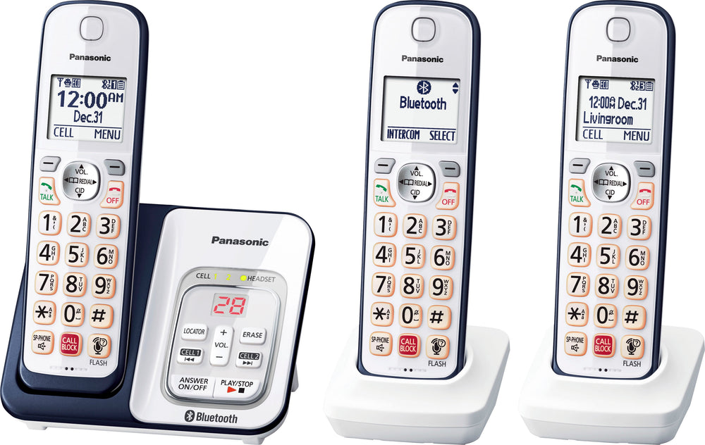 Panasonic - KX-TGD863A Link2Cell DECT 6.0 Expandable Cordless Phone System with Digital Answering System - White/Navy Blue_1