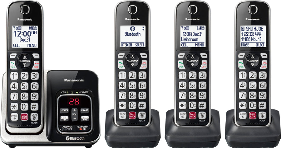 Panasonic - KX-TGD864S Link2Cell DECT 6.0 Expandable Cordless Phone System with Digital Answering System - Black with Silver Rim_0