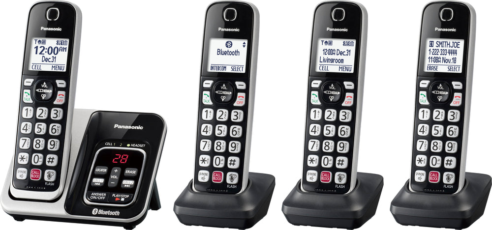 Panasonic - KX-TGD864S Link2Cell DECT 6.0 Expandable Cordless Phone System with Digital Answering System - Black with Silver Rim_1