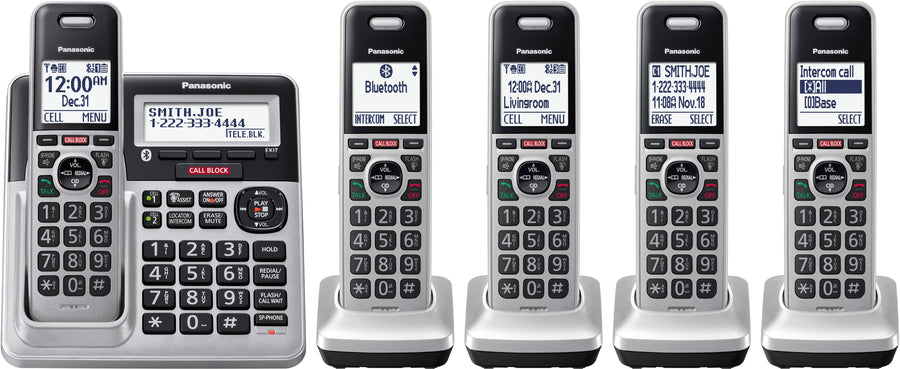 Panasonic - KX-TGF975S Link2Cell DECT 6.0 Expandable Cordless Phone System with Digital Answering System and Smart Call Blocker - Silver_0