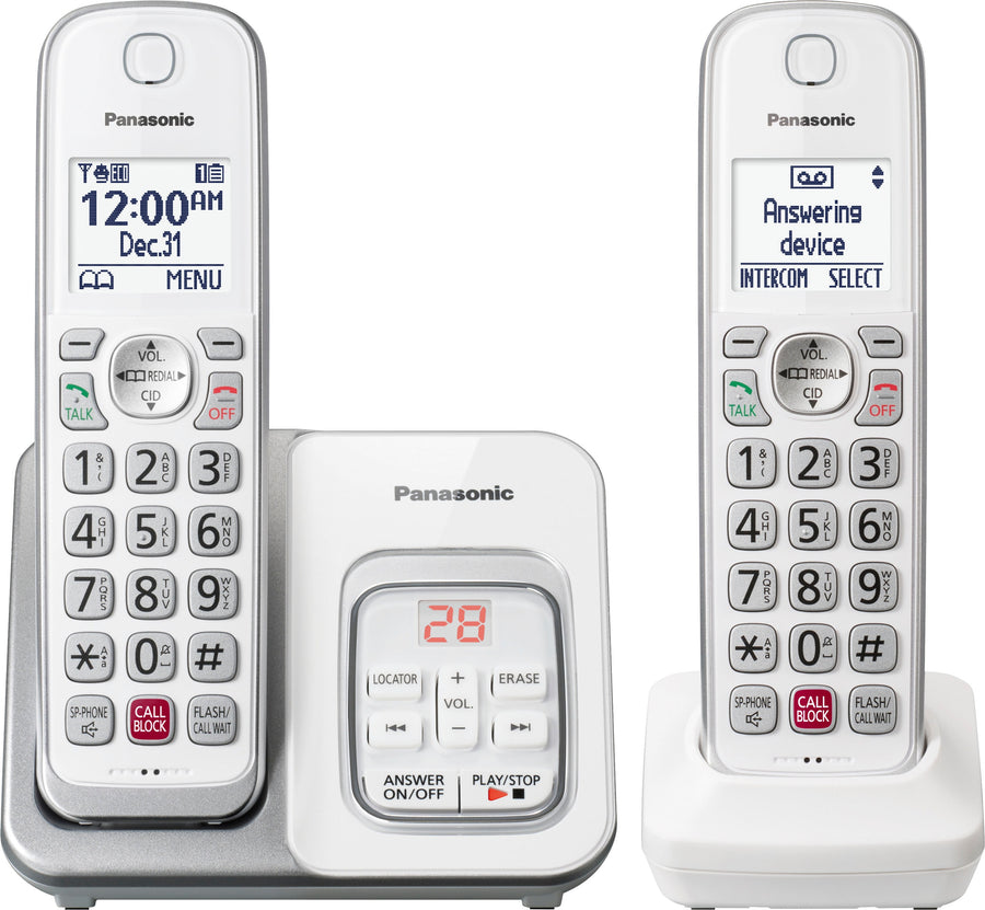 Panasonic - KX-TGD832W DECT 6.0 Expandable Cordless Phone System with Digital Answering System - White_0