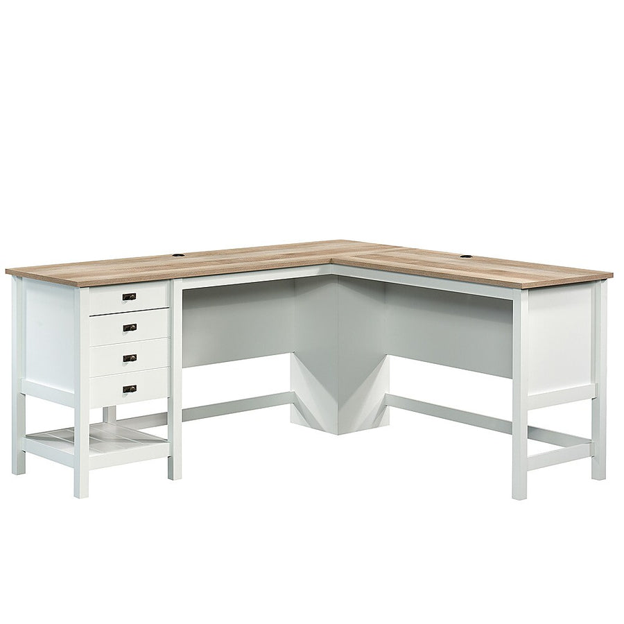 Sauder - Cottage Road L with Oak Finish Top Desk - Soft White_0