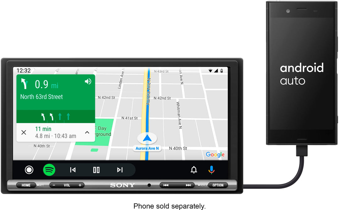 Sony - 6.95" Android Auto and Apple CarPlay Bluetooth Digital Media Receiver - Black_6