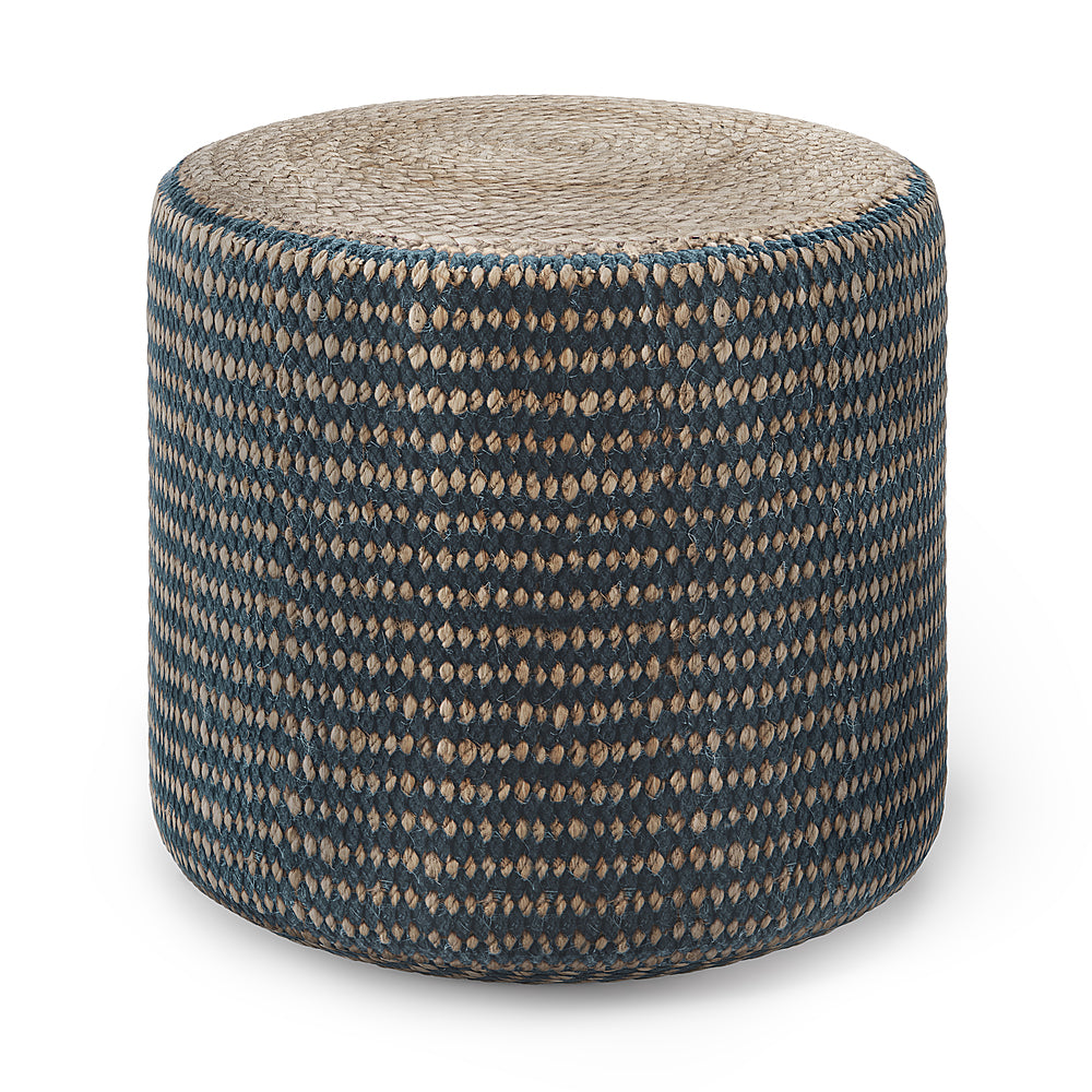 Simpli Home - Larissa Round Braided Pouf - Natural and Teal_1