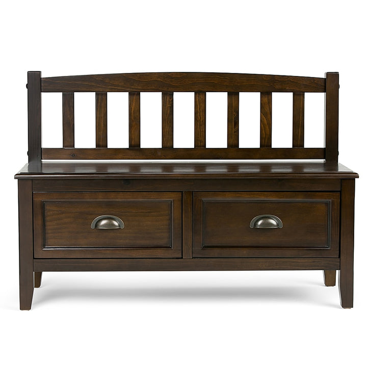 Simpli Home - Burlington solid wood 42 inch Wide Transitional Entryway Storage Bench with Drawers - Mahogany Brown_3