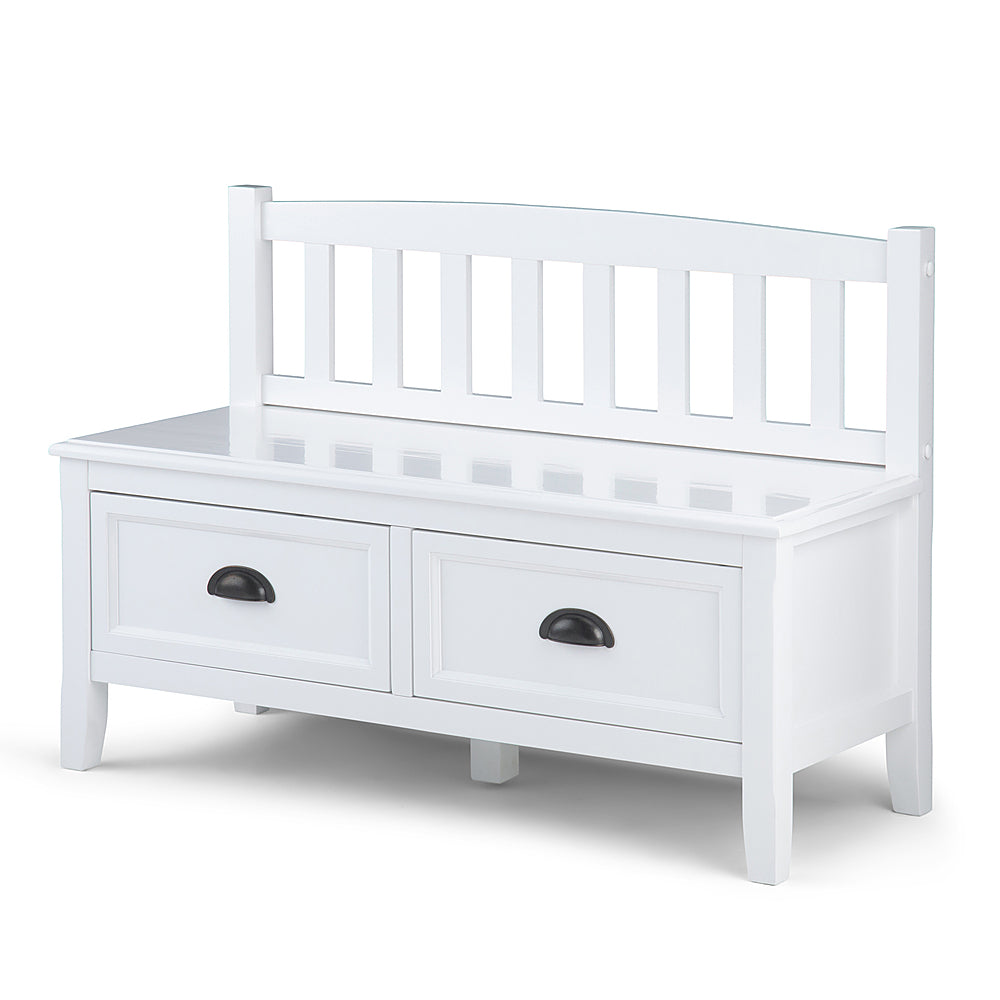 Simpli Home - Burlington solid wood 42 inch Wide Transitional Entryway Storage Bench with Drawers - White_1