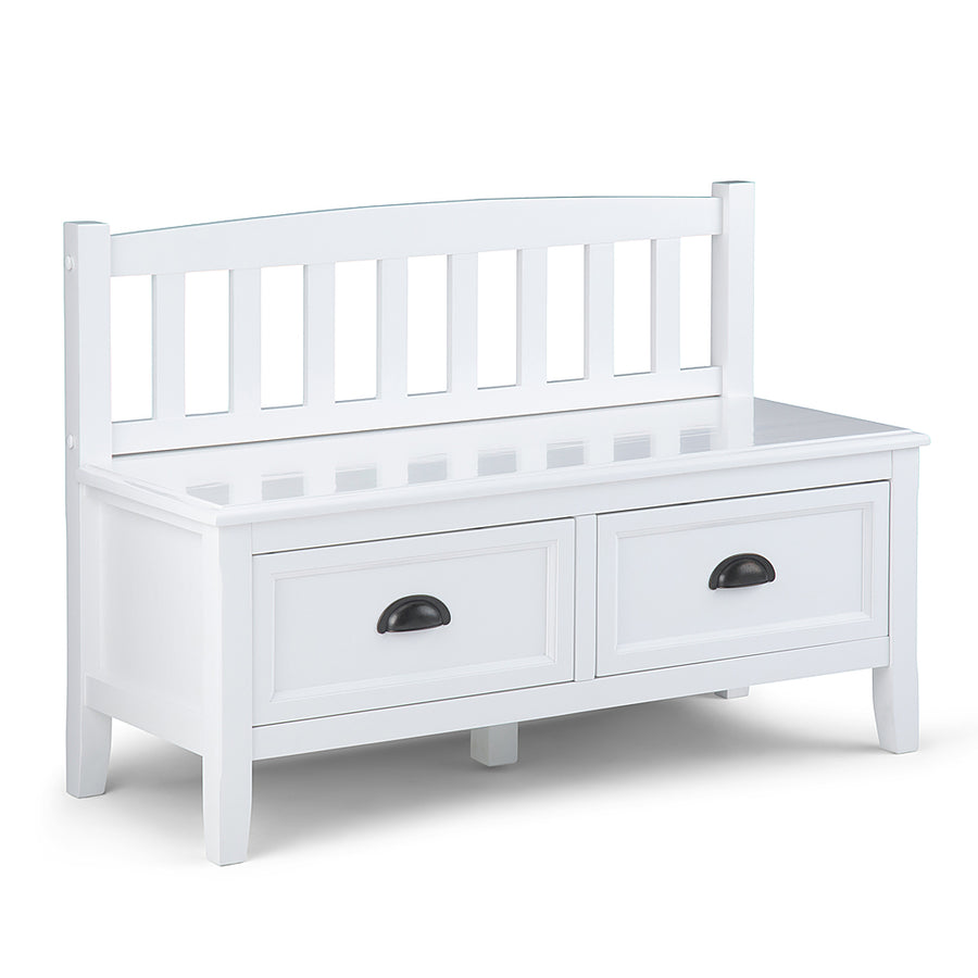 Simpli Home - Burlington solid wood 42 inch Wide Transitional Entryway Storage Bench with Drawers - White_0
