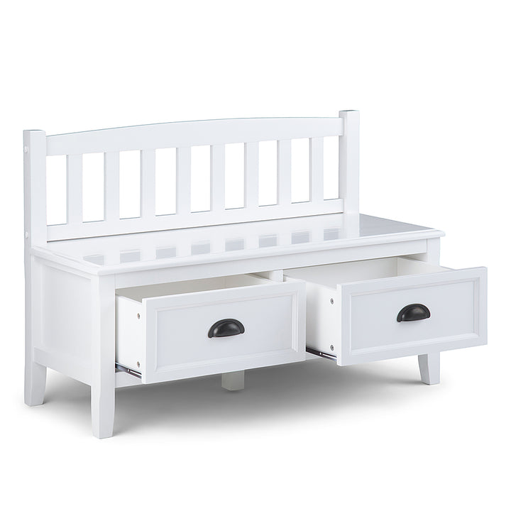 Simpli Home - Burlington solid wood 42 inch Wide Transitional Entryway Storage Bench with Drawers - White_2