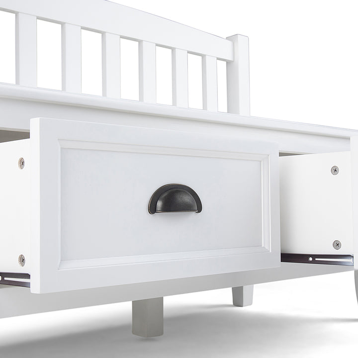 Simpli Home - Burlington solid wood 42 inch Wide Transitional Entryway Storage Bench with Drawers - White_8