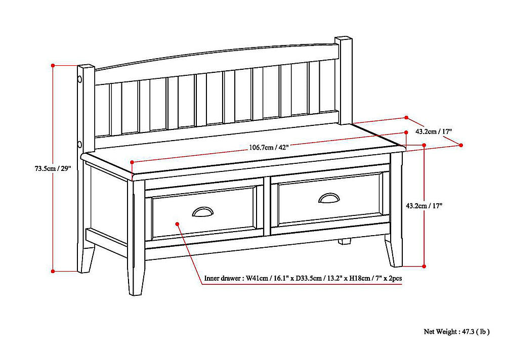 Simpli Home - Burlington solid wood 42 inch Wide Transitional Entryway Storage Bench with Drawers - White_5