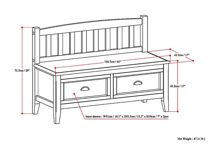 Simpli Home - Burlington solid wood 42 inch Wide Transitional Entryway Storage Bench with Drawers - White_5