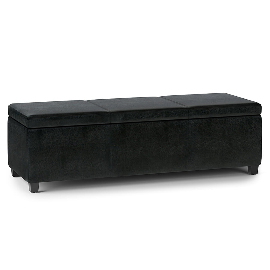 Simpli Home - Avalon Extra Large Storage Ottoman Bench - Midnight Black_0