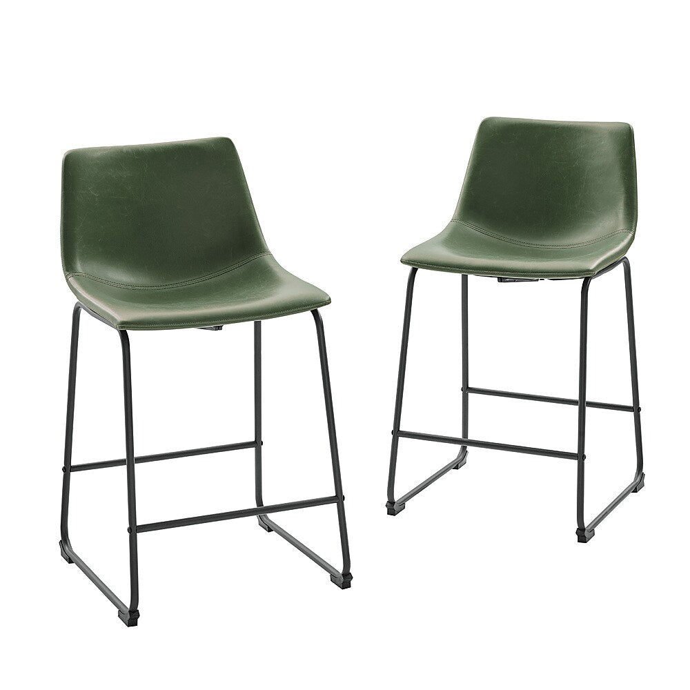 Walker Edison - Contemporary Faux Leather Dining Chairs set of 2 - Green_1